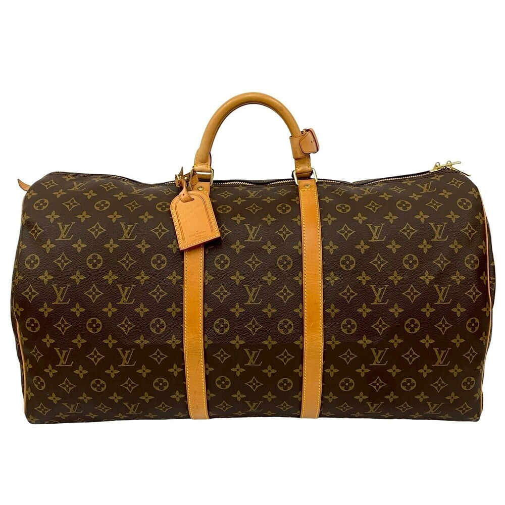 LOUIS VUITTON Vintage Brown Monogram Leather Keepall 60 Boston Bag